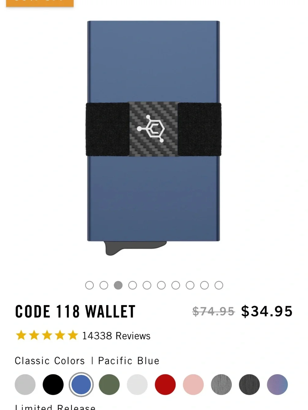 Pacific Blue CODE 118 Minimalist Wallet RFID Card w elastic strap